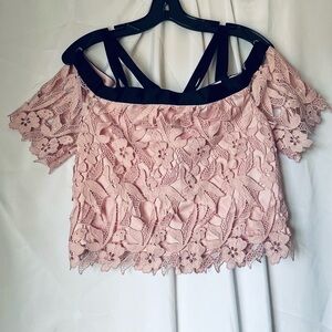 Topshop Pink Lace Crop Top